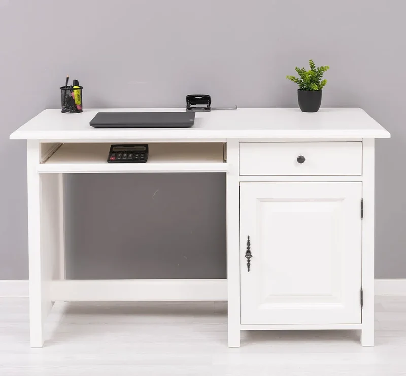 Schreibtisch aus Massivholz mit ausziehbarem Tastaturbrett | Computertisch
