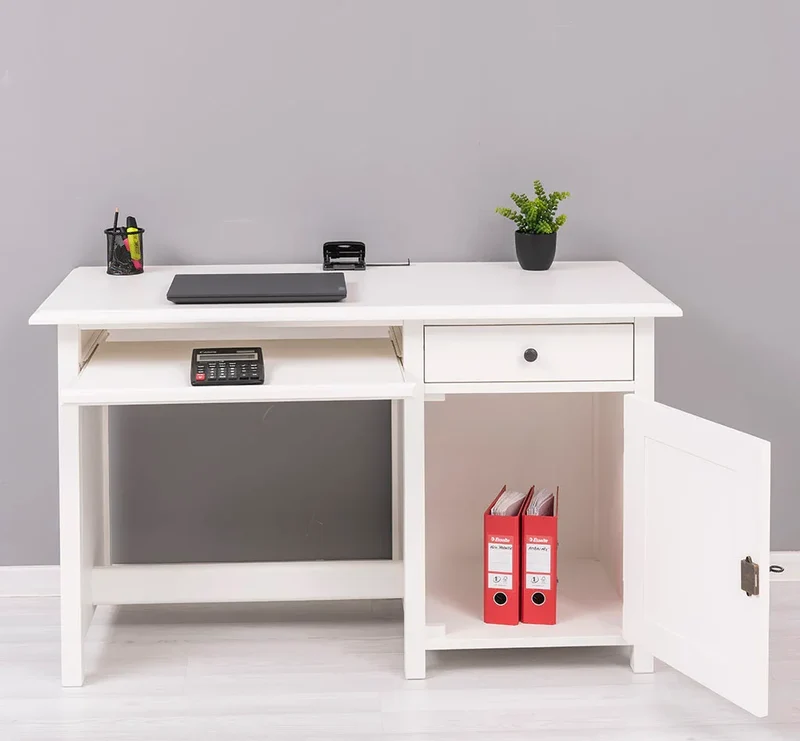 Schreibtisch aus Massivholz mit ausziehbarem Tastaturbrett | Computertisch