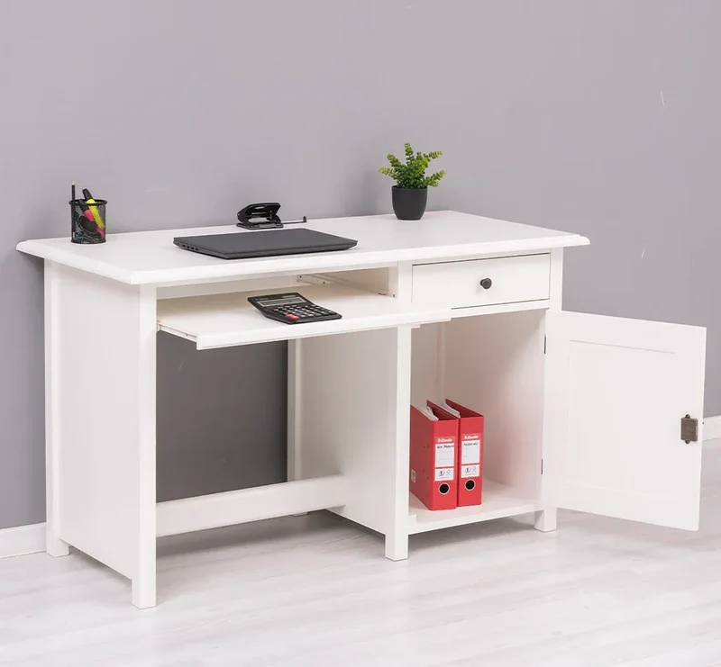 Schreibtisch aus Massivholz mit ausziehbarem Tastaturbrett | Computertisch