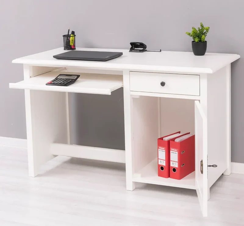 Schreibtisch aus Massivholz mit ausziehbarem Tastaturbrett | Computertisch