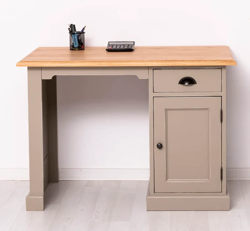 Kleiner Vintage Schreibtisch aus Massivholz mit Eichenplatte