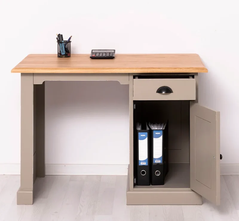 Kleiner Vintage Schreibtisch aus Massivholz mit Eichenplatte