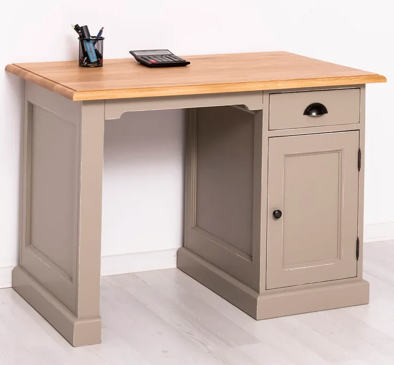 Kleiner Vintage Schreibtisch aus Massivholz mit Eichenplatte