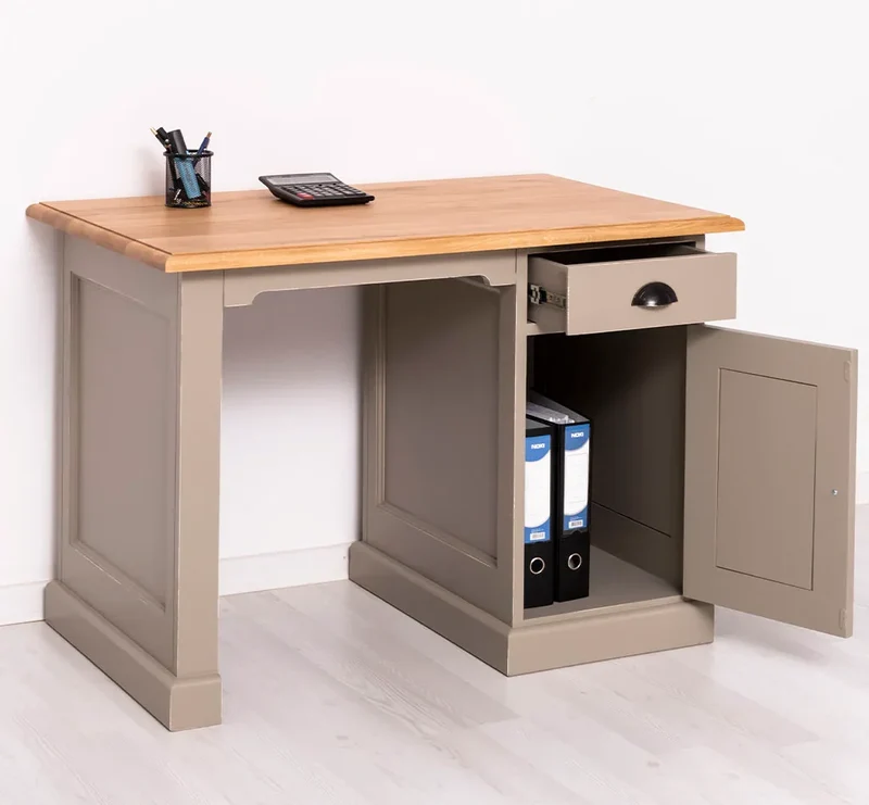 Kleiner Vintage Schreibtisch aus Massivholz mit Eichenplatte