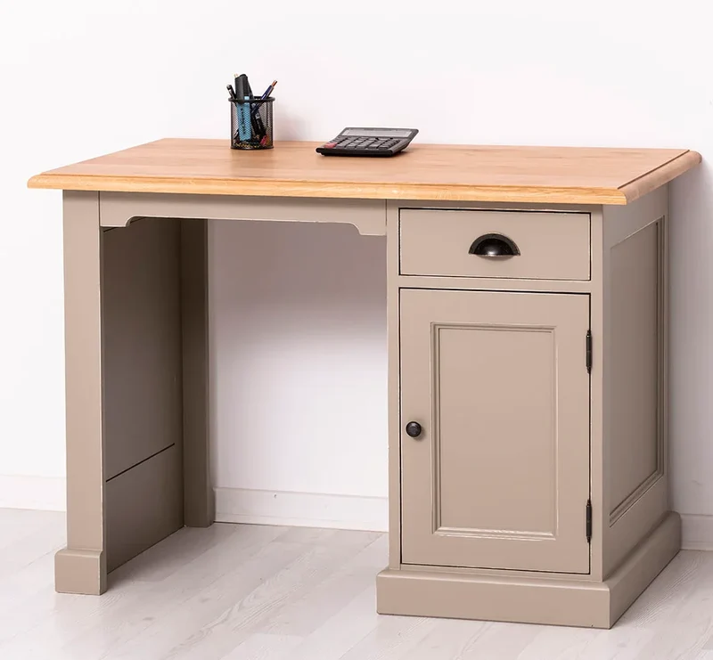 Kleiner Vintage Schreibtisch aus Massivholz mit Eichenplatte
