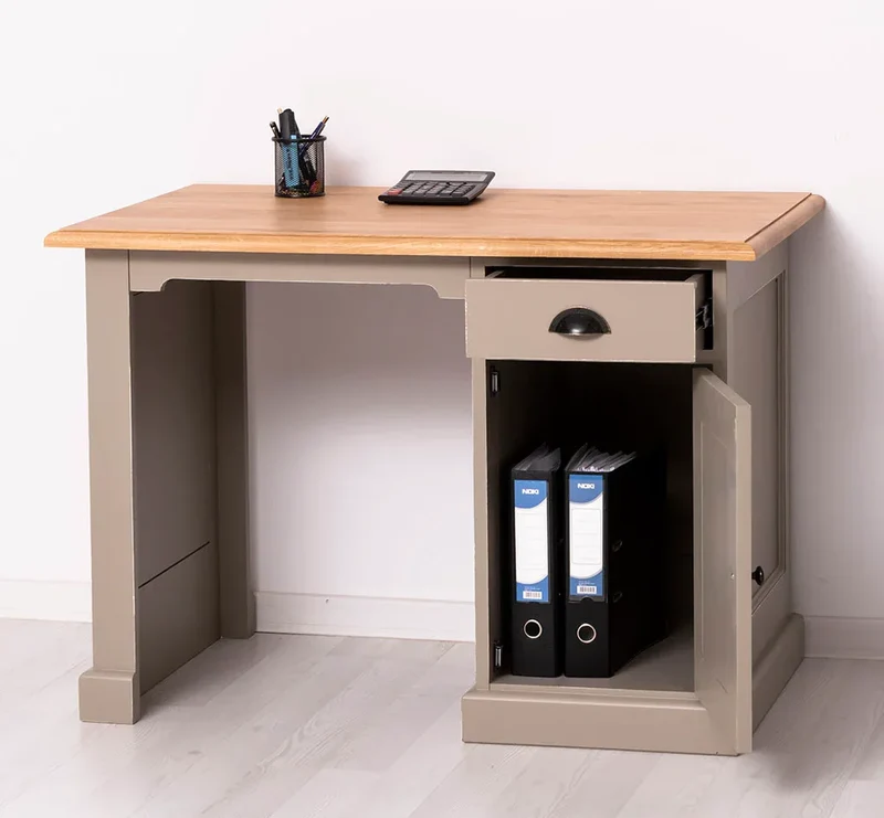 Kleiner Vintage Schreibtisch aus Massivholz mit Eichenplatte