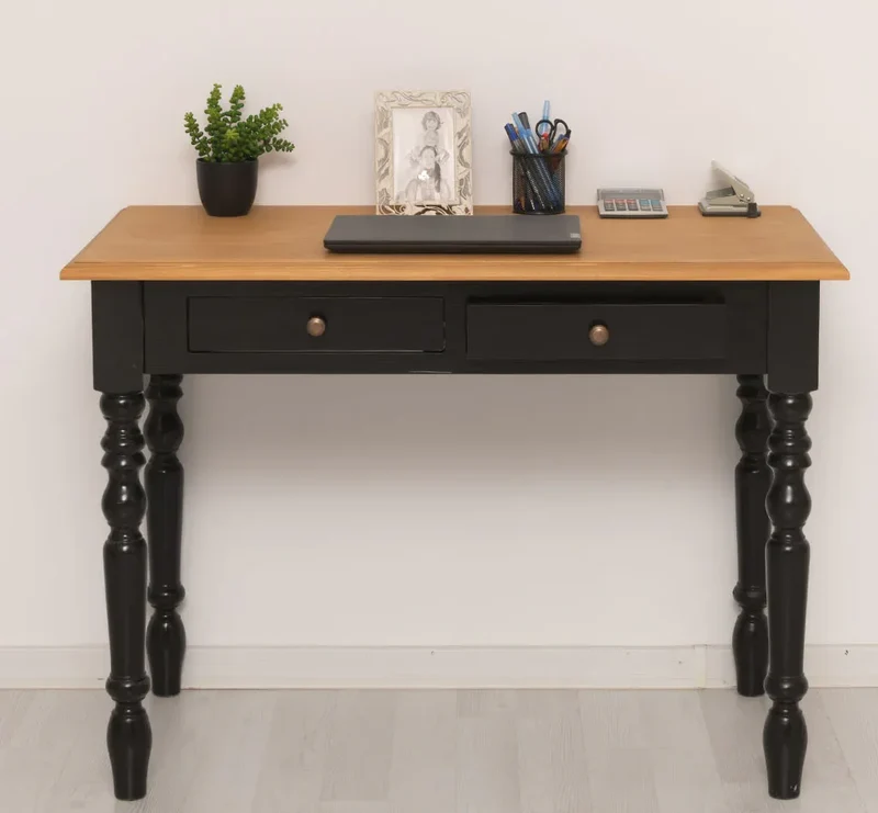 Konsolentisch aus Massivholz | Vintage Schreibtisch mit 2 Schubladen