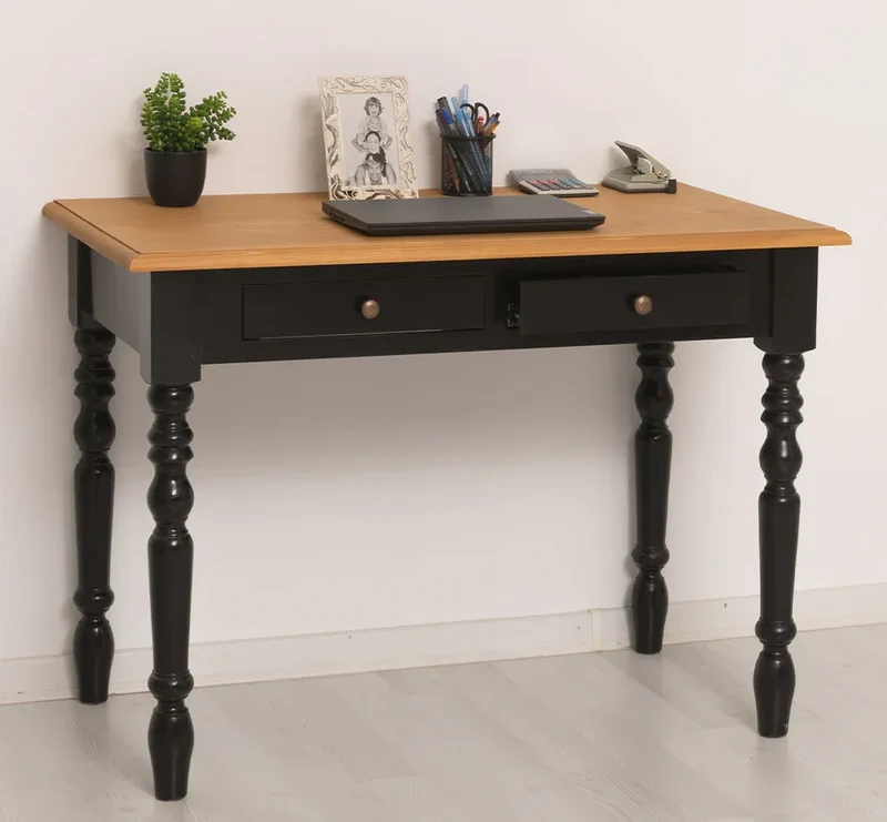 Konsolentisch aus Massivholz | Vintage Schreibtisch mit 2 Schubladen