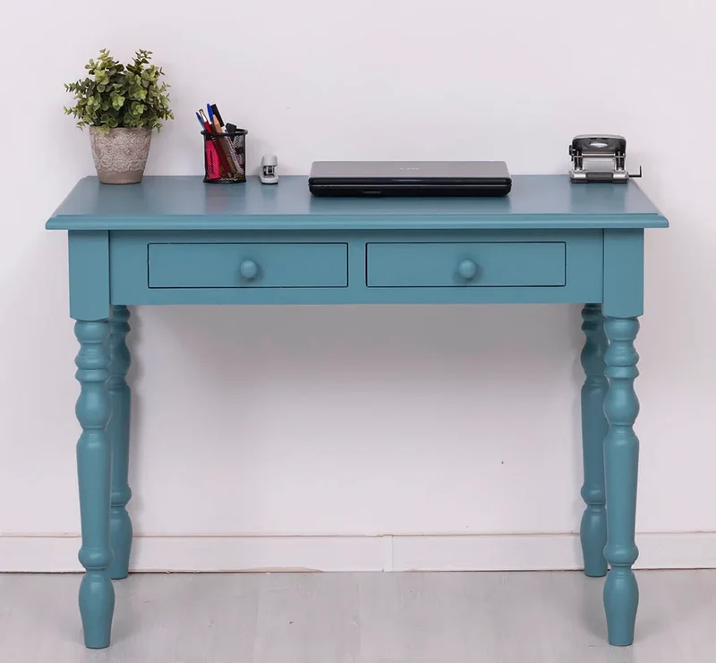 Konsolentisch aus Massivholz | Vintage Schreibtisch mit 2 Schubladen