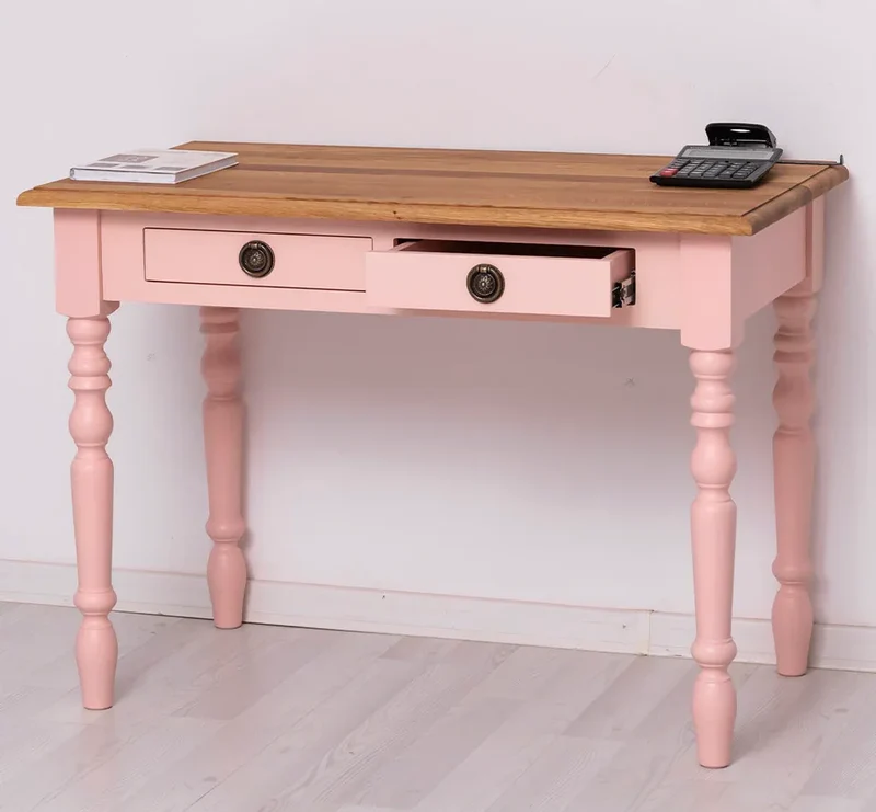 Konsolentisch aus Massivholz | Vintage Schreibtisch mit 2 Schubladen