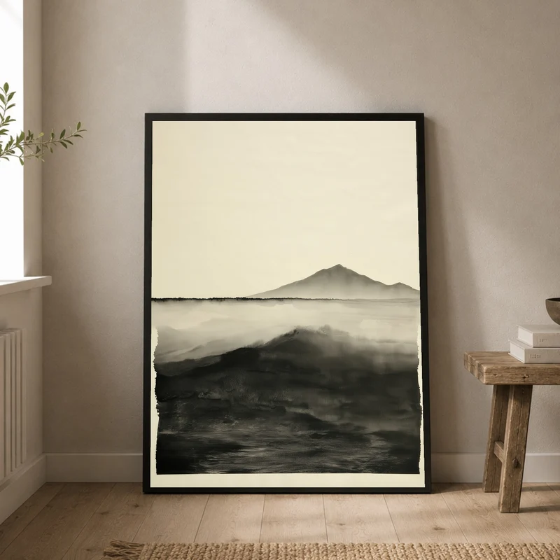 Welle vor stiller Bergsilhouette Poster