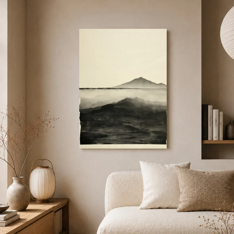 Welle vor stiller Bergsilhouette Poster