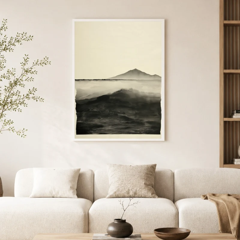 Welle vor stiller Bergsilhouette Poster