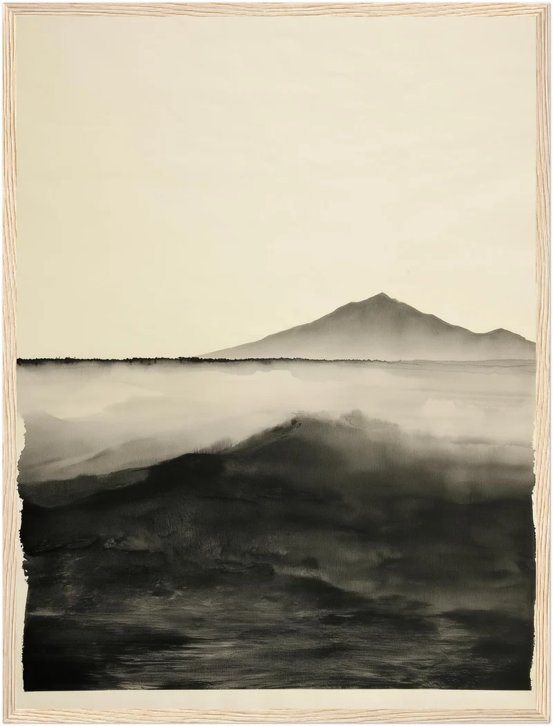 Welle vor stiller Bergsilhouette Poster
