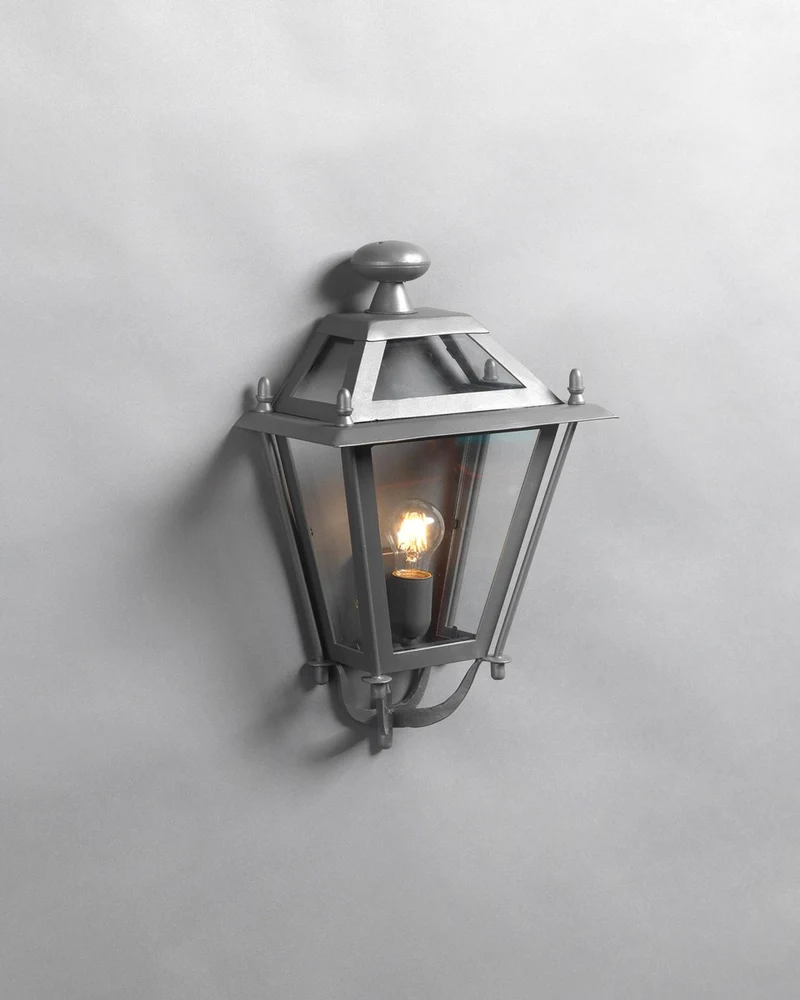 Casa Padrino Luxus Außen Laterne Grau B. 34 x H. 67 cm - Handgefertigte Laterne aus Schmiedeeisen - Luxus Kollektion - Edel & Prunkvoll