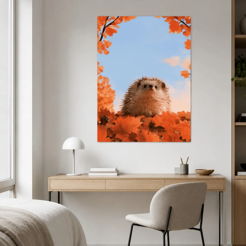 Igel unterm Herbsthimmel Leinwand