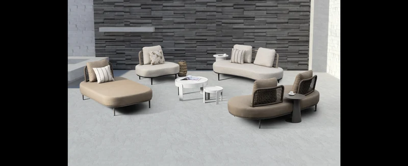 Casa Padrino Luxus Garten Liege Grau / Beige 7-teilig 216 x 100 x H. 72.5 cm - Wetterfest und hochwertig verarbeitet - Moderne Garten Möbel - Luxus Qualität