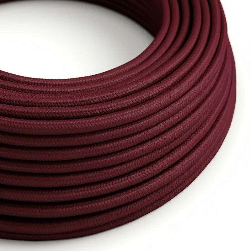3-adriges rundes Textilkabel Burgund für Lampen ~2763
