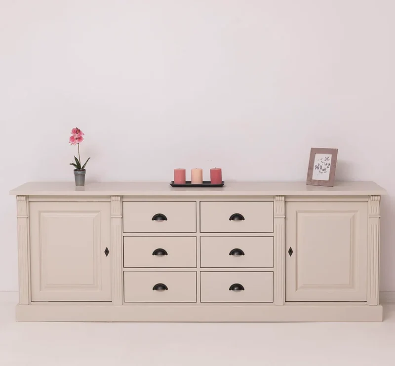 Großes Sideboard aus Massivholz im Landhausstil mit 6 Schubladen