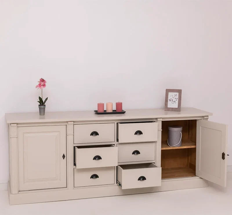Großes Sideboard aus Massivholz im Landhausstil mit 6 Schubladen