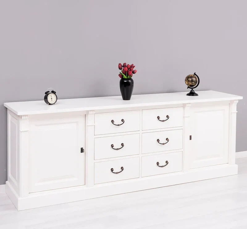 Großes Sideboard aus Massivholz im Landhausstil mit 6 Schubladen