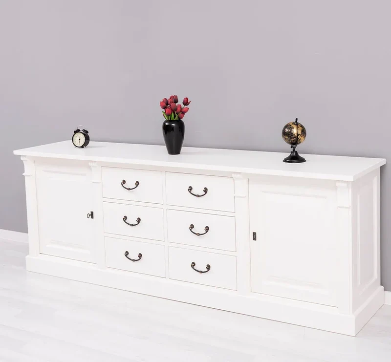 Großes Sideboard aus Massivholz im Landhausstil mit 6 Schubladen