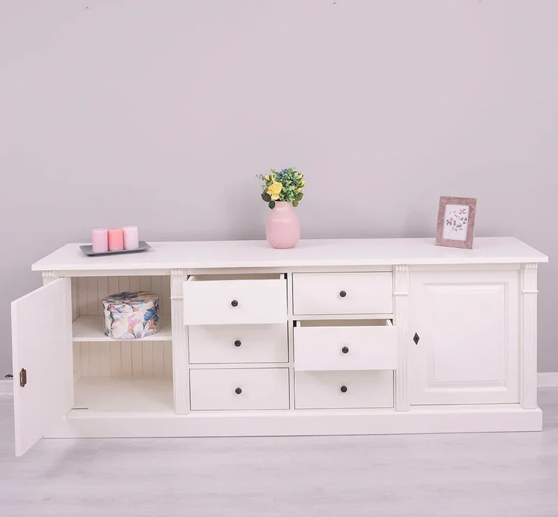 Großes Sideboard aus Massivholz im Landhausstil mit 6 Schubladen