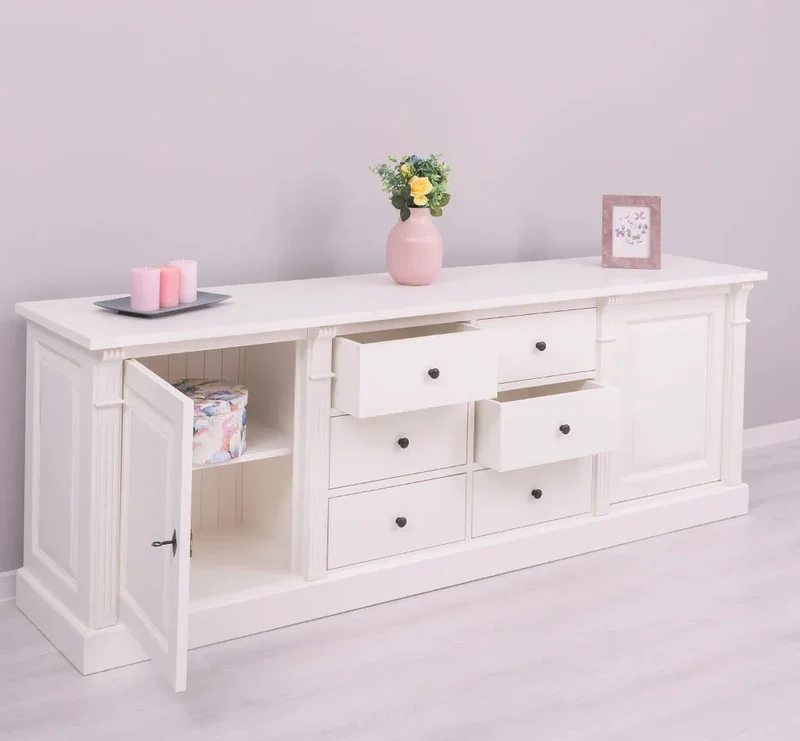 Großes Sideboard aus Massivholz im Landhausstil mit 6 Schubladen