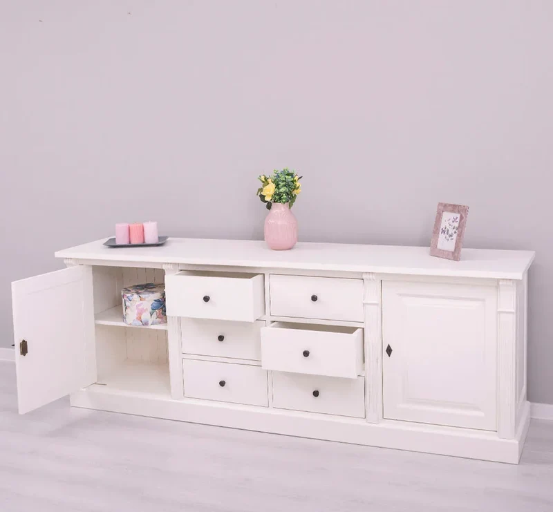 Großes Sideboard aus Massivholz im Landhausstil mit 6 Schubladen