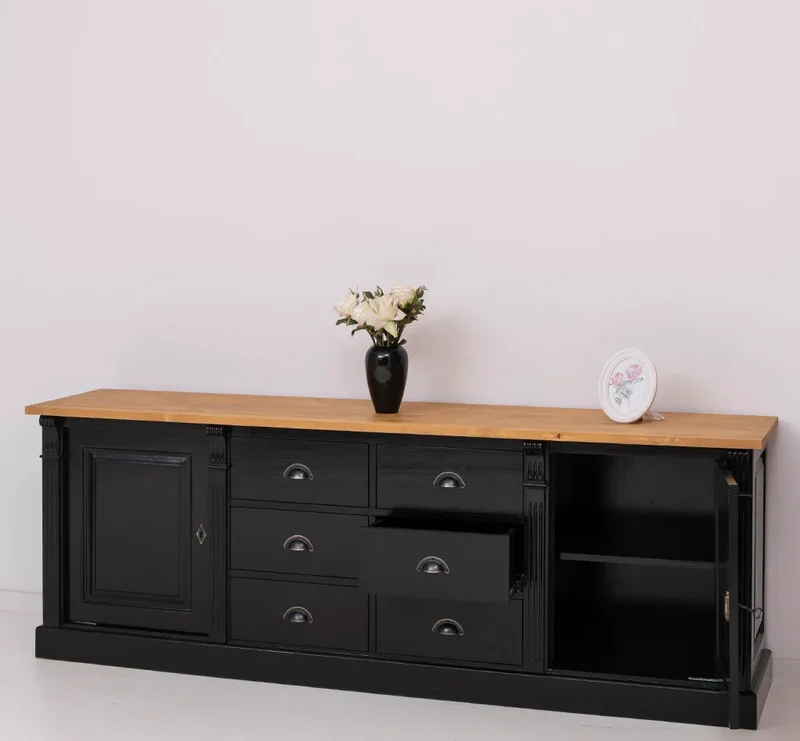 Großes Sideboard aus Massivholz im Landhausstil mit 6 Schubladen