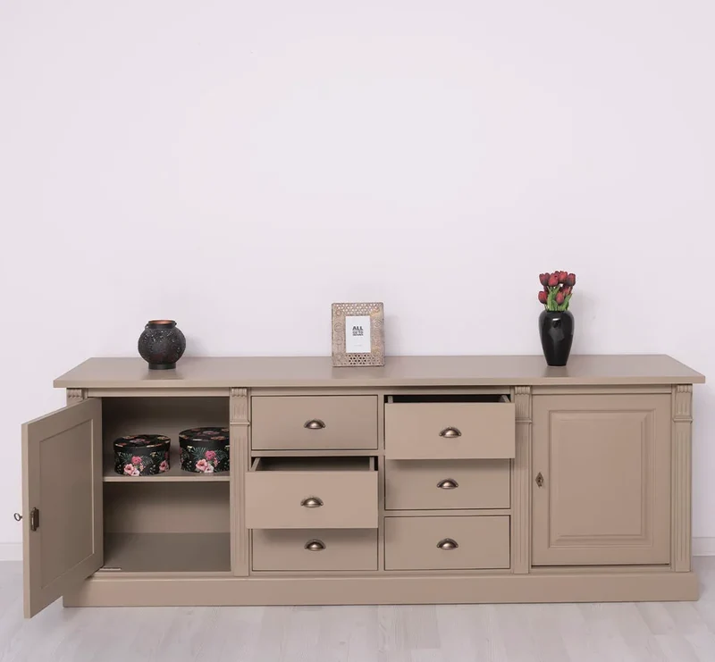 Großes Sideboard aus Massivholz im Landhausstil mit 6 Schubladen