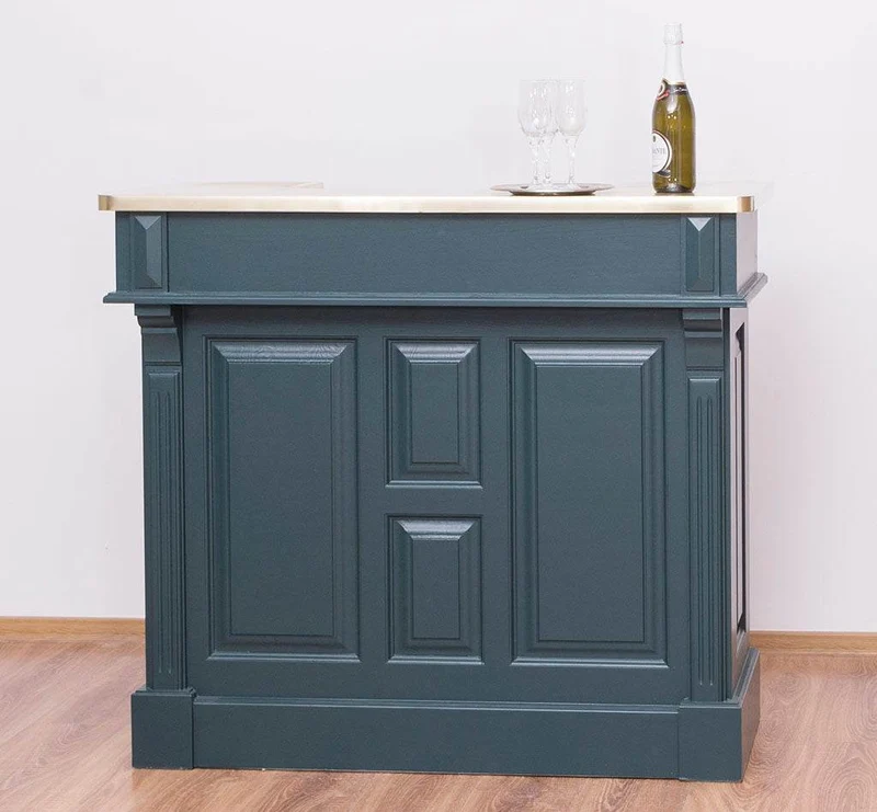 Bartresen | Empfangstheke aus Massivholz im Landhausstil mit Metalltresen - Messing