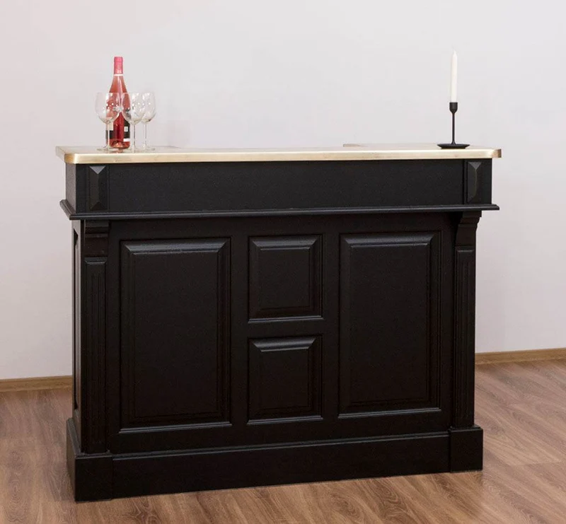 Bartresen | Empfangstheke aus Massivholz im Landhausstil mit Metalltresen - Messing