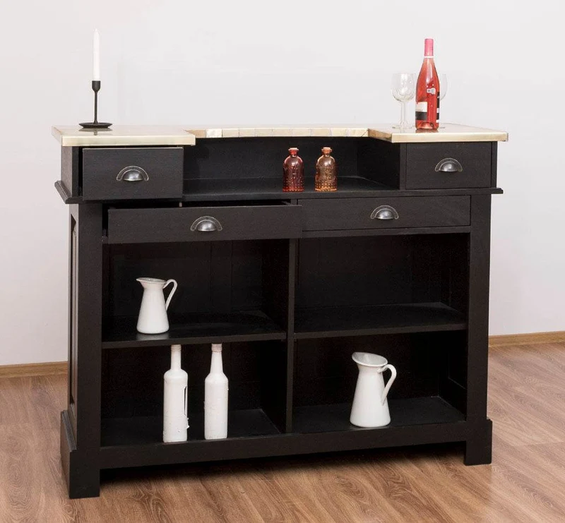 Bartresen | Empfangstheke aus Massivholz im Landhausstil mit Metalltresen - Messing
