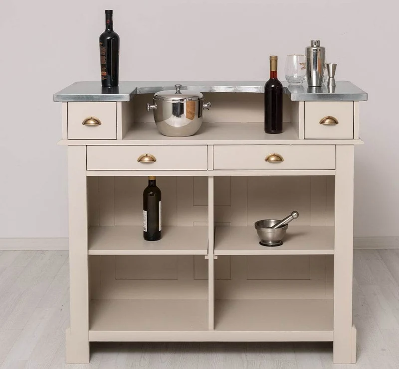 Bartresen | Empfangstheke aus Massivholz im Landhausstil mit Metalltresen - Zink