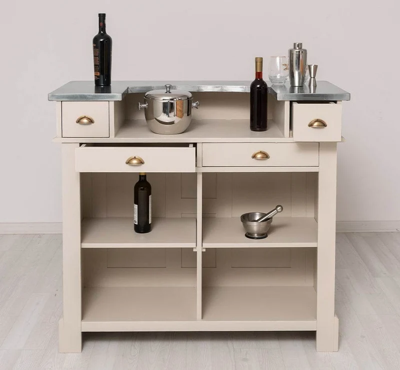 Bartresen | Empfangstheke aus Massivholz im Landhausstil mit Metalltresen - Zink