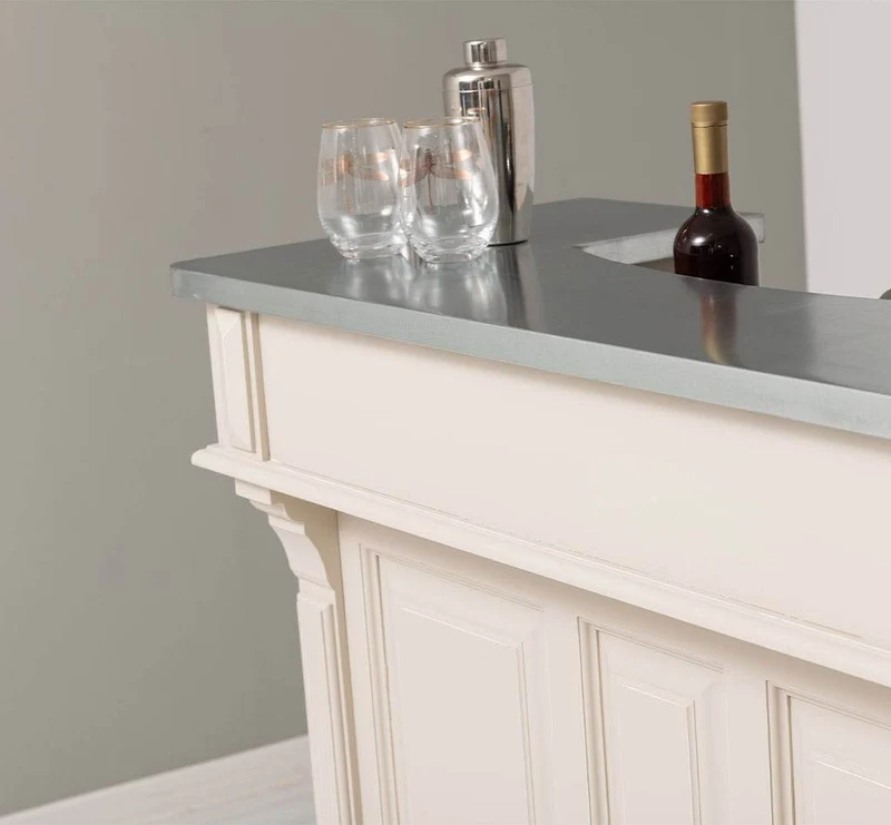 Bartresen | Empfangstheke aus Massivholz im Landhausstil mit Metalltresen - Zink