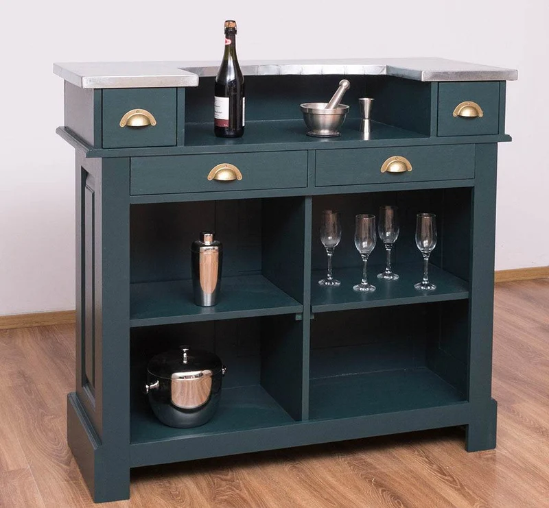 Bartresen | Empfangstheke aus Massivholz im Landhausstil mit Metalltresen - Zink