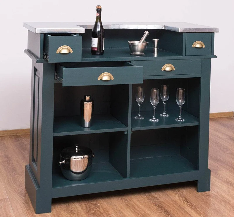 Bartresen | Empfangstheke aus Massivholz im Landhausstil mit Metalltresen - Zink