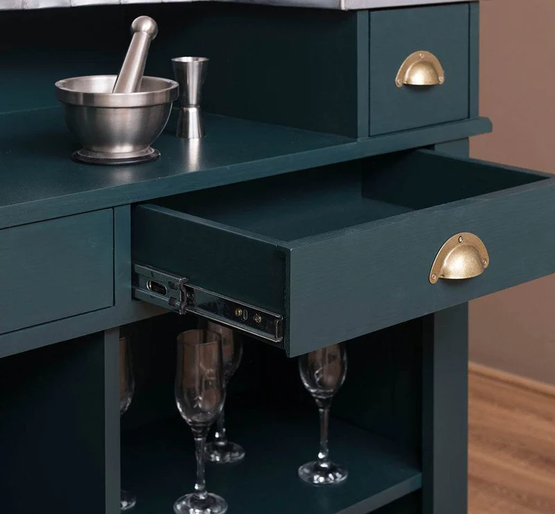 Bartresen | Empfangstheke aus Massivholz im Landhausstil mit Metalltresen - Zink