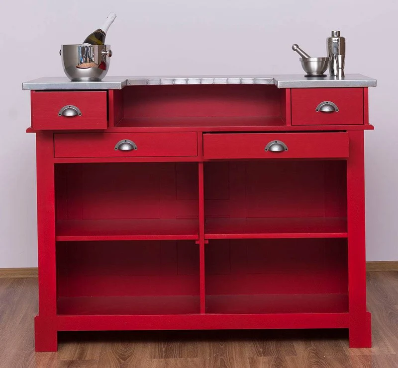 Bartresen | Empfangstheke aus Massivholz im Landhausstil mit Metalltresen - Zink