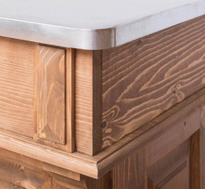 Bartresen | Empfangstheke aus Massivholz im Landhausstil mit Metalltresen - Zink