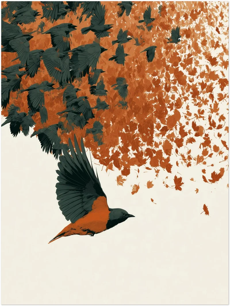 Schwarm aus Herbstlaub Poster