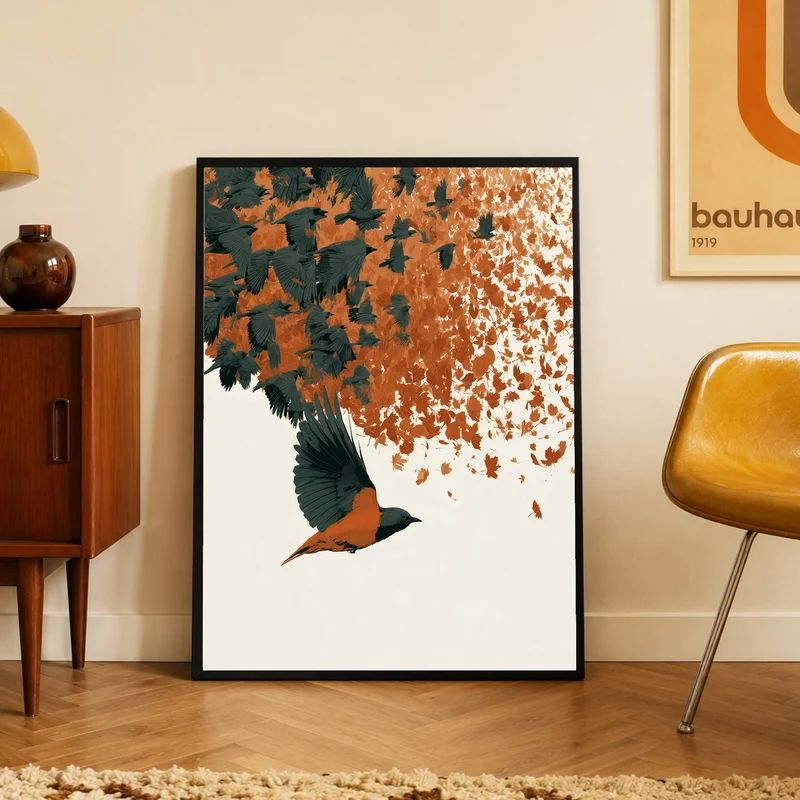 Schwarm aus Herbstlaub Poster