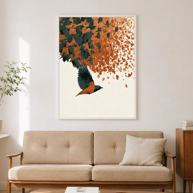 Schwarm aus Herbstlaub Poster