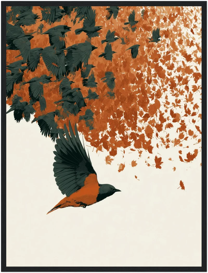 Schwarm aus Herbstlaub Poster