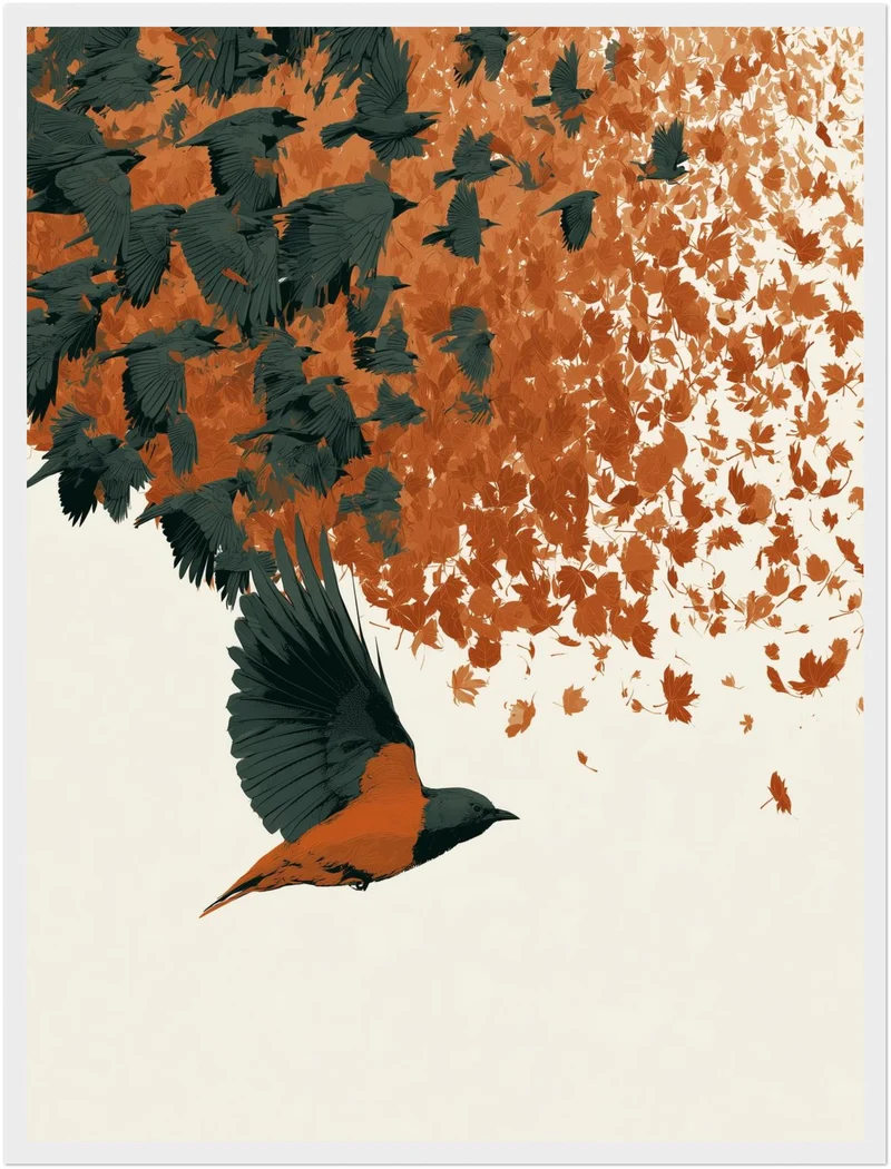 Schwarm aus Herbstlaub Poster