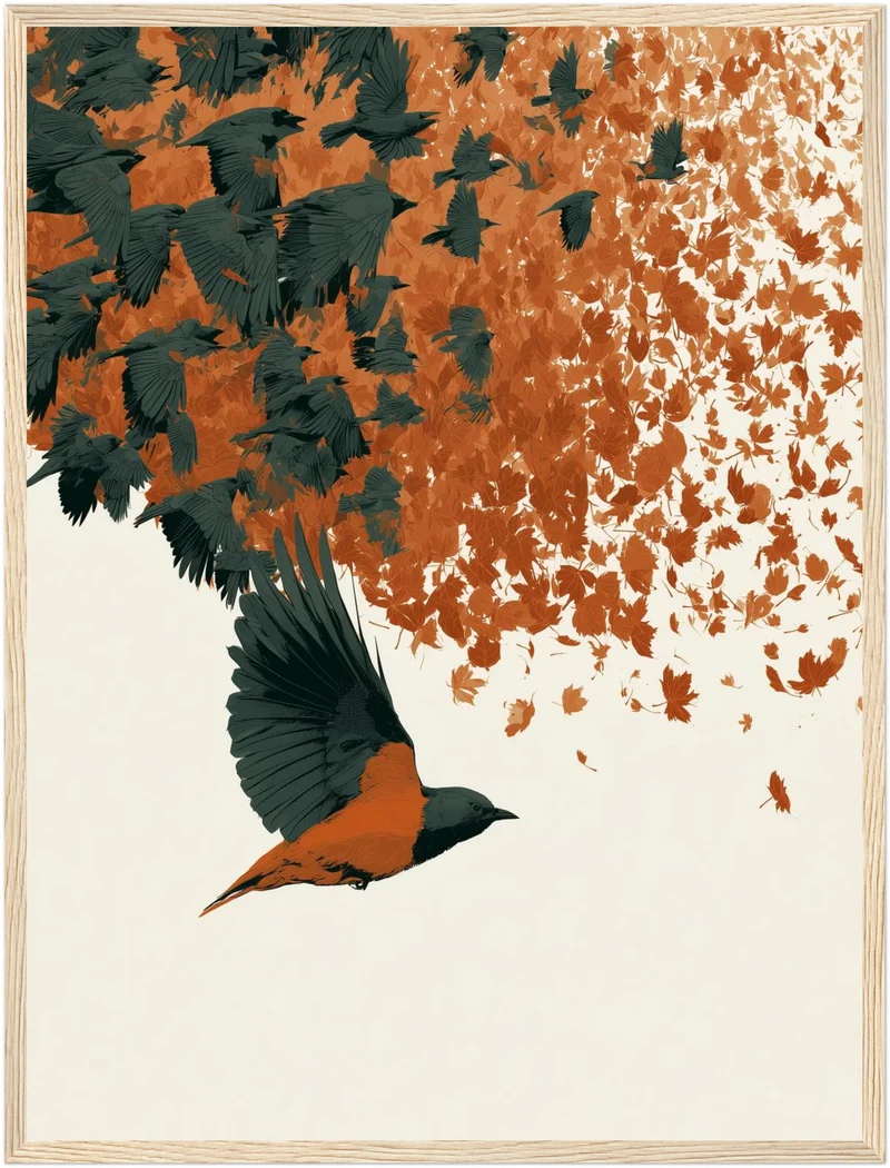 Schwarm aus Herbstlaub Poster