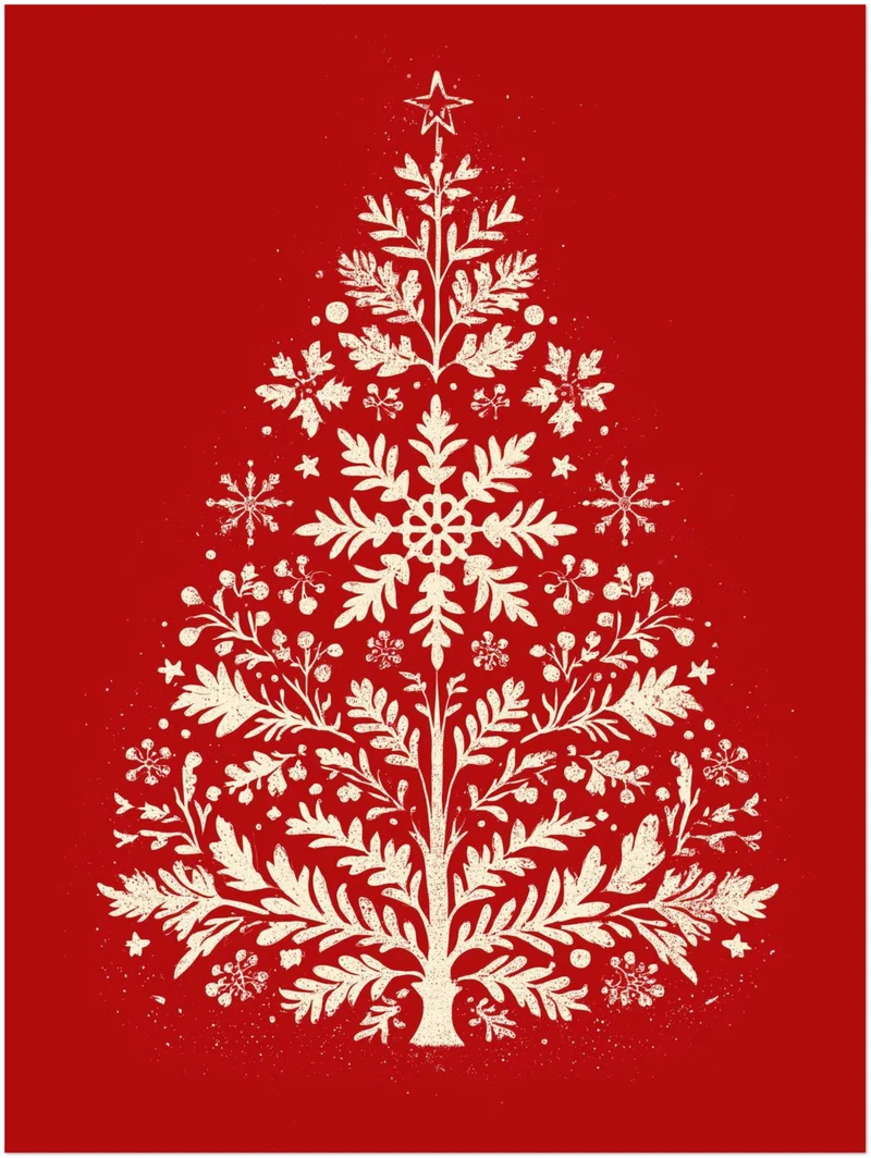 Weihnachtsbaum Retro Botanik Leinwand