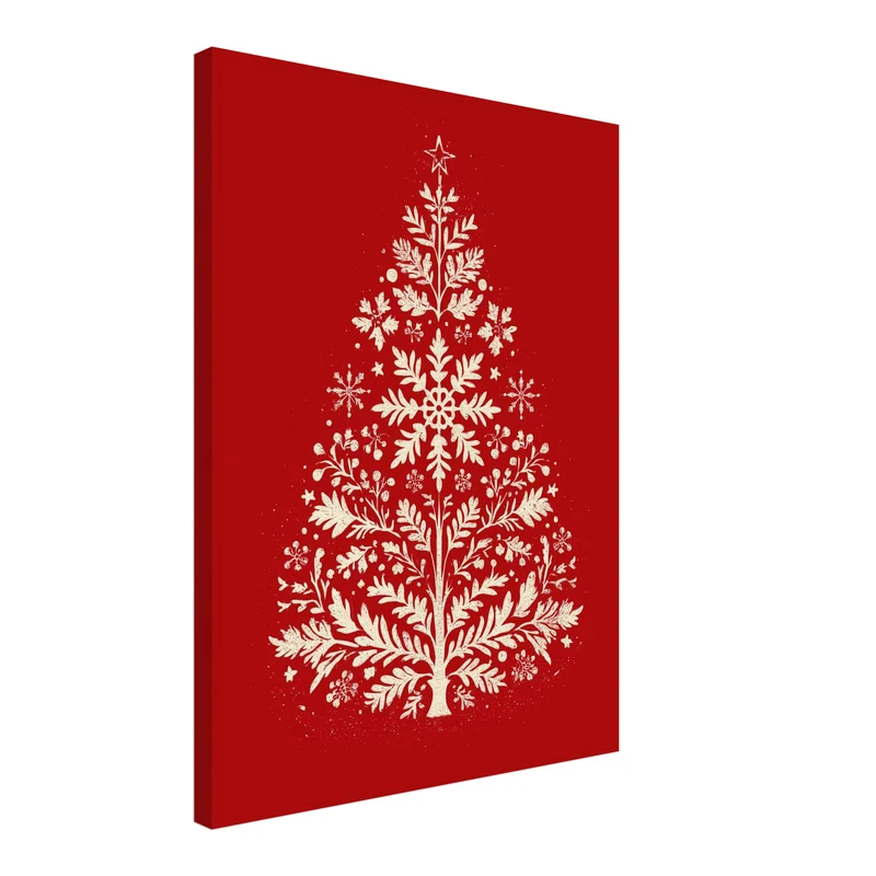 Weihnachtsbaum Retro Botanik Leinwand